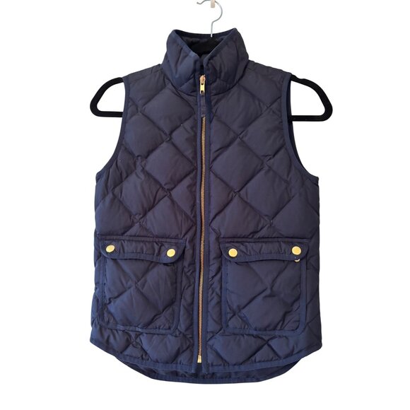 J. Crew Excursion Down Quilted Navy Vest Preppy Academia - Picture 5 of 10